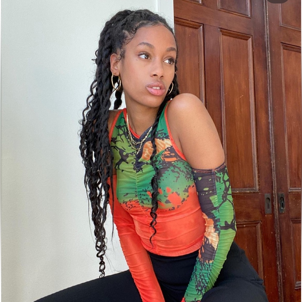 90s vibe Mesh tank with sleeves